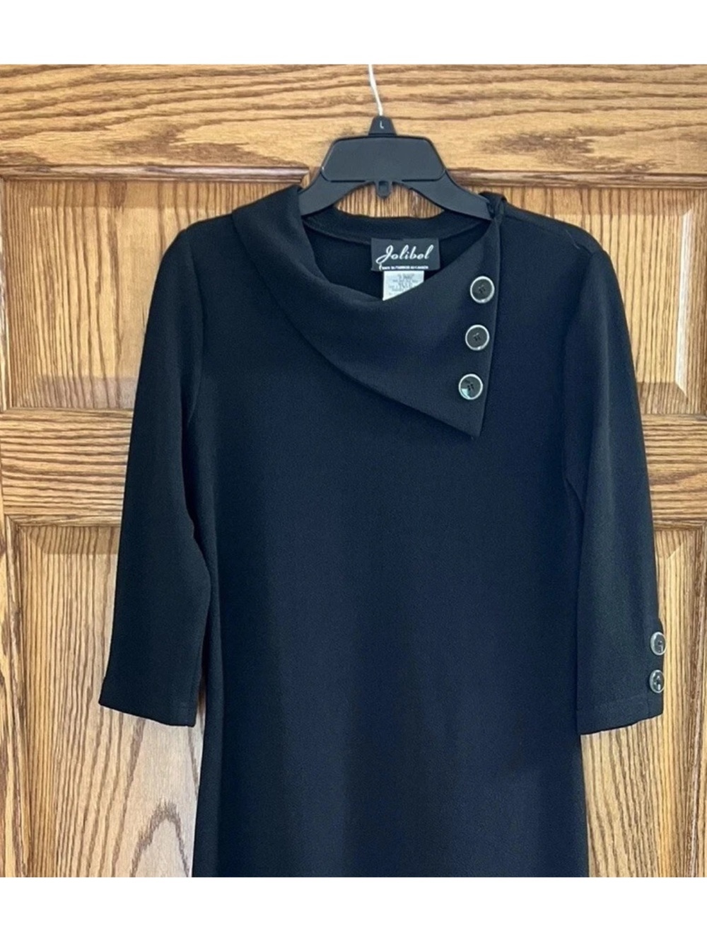 Black Maxi Dress with Asymmetric Button Collar